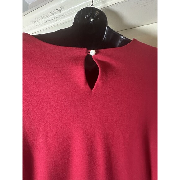 J McLaughlin Women Dress Size L Red Catalina Cloth Bell Sleeve Holiday Career - Picture 4 of 9